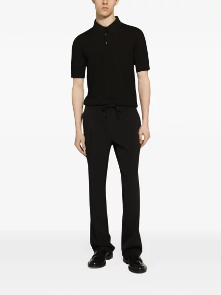 Μεταξωτό polo Dolce & Gabbana με αυτόγραφο μαύρο