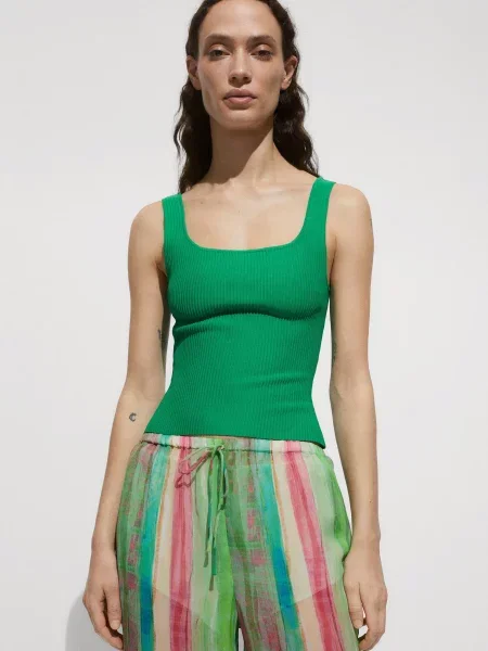 MANGO Майка зелений