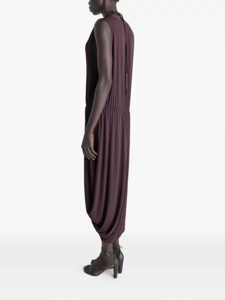 Rochie midi Lemaire cu decolteu în V drapată de costum violet
