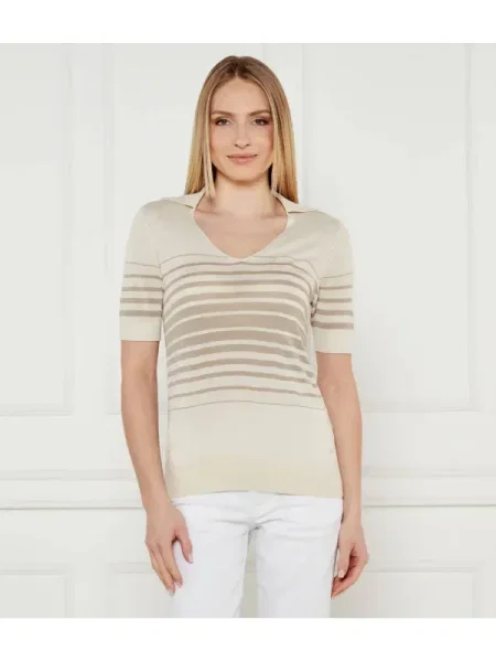 Calvin Klein Bluză cu adaos de mătase bej