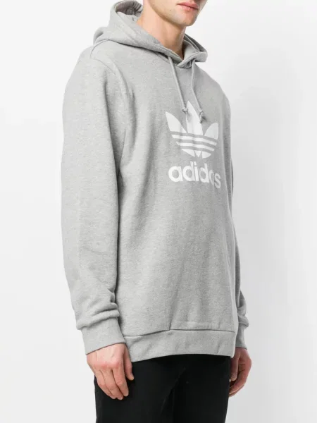 Суичър с качулка Adidas сиво