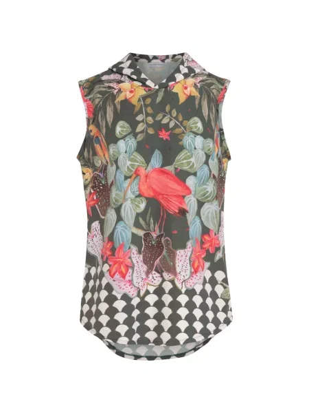 Hanorac cu glugă Amir Slama fără mâneci cu model floral cu imagine verde