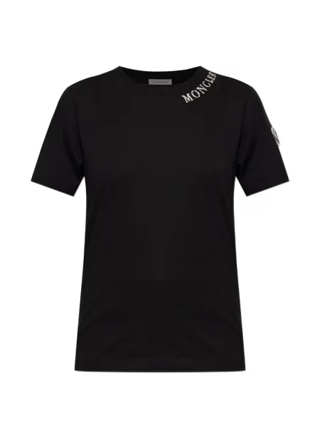 Scurt tricou Moncler cu broderie negru