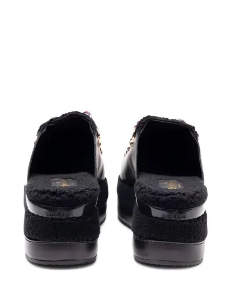 Мюли Hogan с връзки на платформе с дантела черно