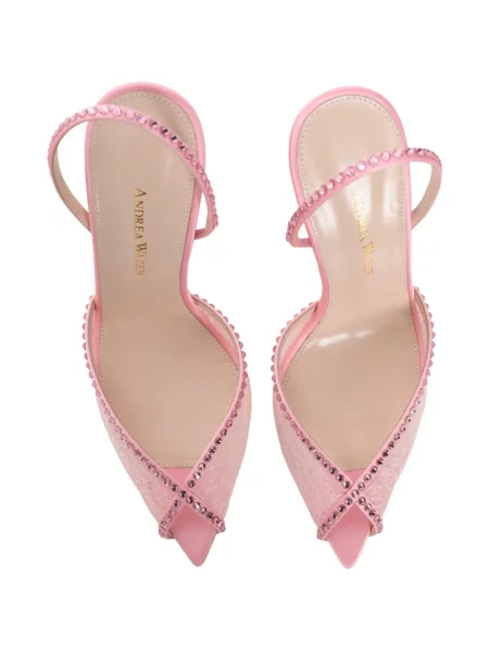 Полуотворени обувки Andrea Wazen с дантела с отворена пета розово