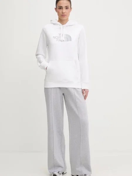 The North Face pulover s kapuco z bombažem DREW PEAK bela