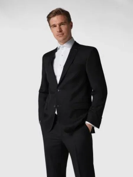 Marynarka na 2 o kroju modern fit z żywej wełny Carl Gross czarna
