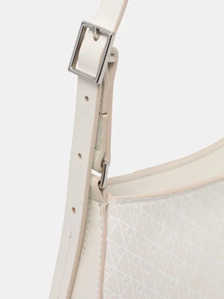 Calvin Klein Táska Emblem Aop Small Shoulder Bag Ekru bézs