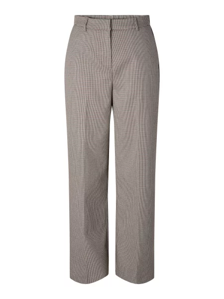 YAS Pantaloni cu dungă YASChekka ciocolatiu / negru alb