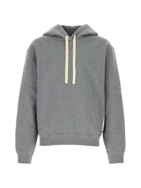 Hanorac cu glugă Jil Sander cu glugă cu cordon gri