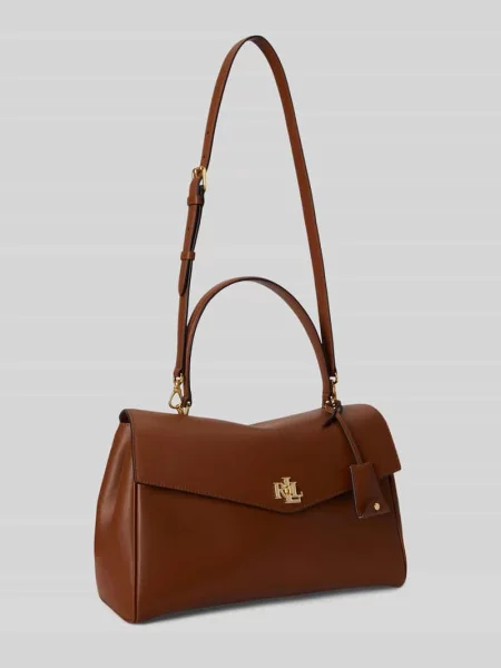 Torba skórzana z naturalnej skóry bydlęcej model FARRAH' Lauren Ralph Lauren brązowa
