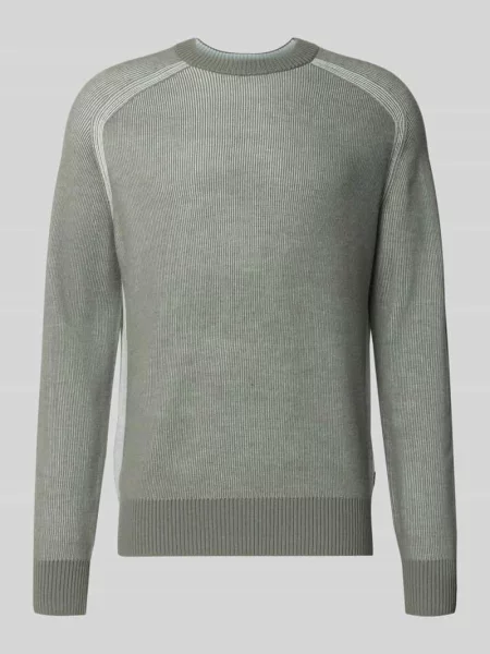 Sweter z dzianiny o kroju regular fit z mieszanki żywej wełny model ‘AKAJER’ Boss Orange szary