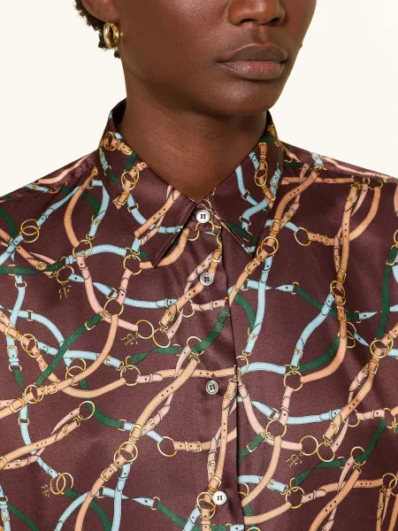 Robert Friedman Koszula Z Jedwabiu braun zielona