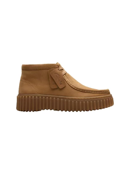 Boty Clarks Chaussures Baskets montantes Torhill Moss cuir fauve hnědé