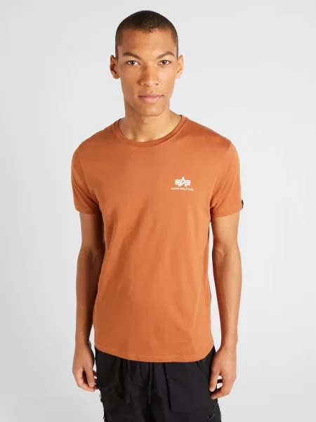Pánske tričko Alpha Industries Basic Small Logo hazel brown hnedá