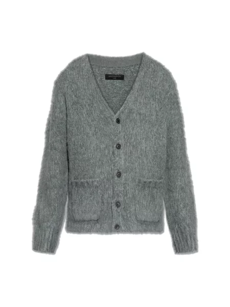 Kardigan Allsaints wełniany szary