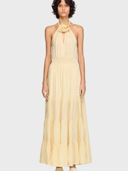 Лляна сукня Sandro бежева