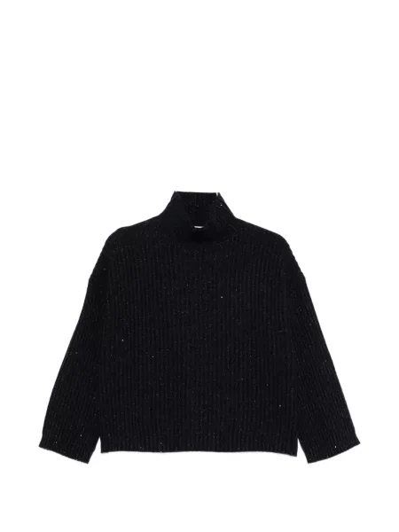 Pulover Brunello Cucinelli cu paiete albastru