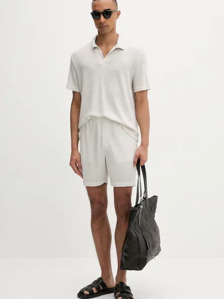 Calvin Klein pletena polo majica z viskozo bež