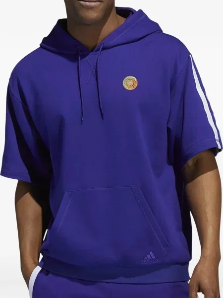 Tricou polo Adidas cu dungi alergare cu autograf negru