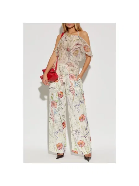 Bluzka Alexander Mcqueen z nadrukiem beżowa