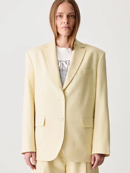 Anine Bing QUINN BLAZER BUTTER YELLOW sacou cu un singur rând de cu vâscoză pentru femei galben
