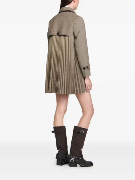 Palton Sandro plisat maro