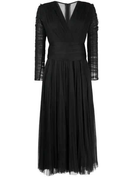 Rochie maxi Ana Radu cu decolteu în V până la genunchi de costum negru