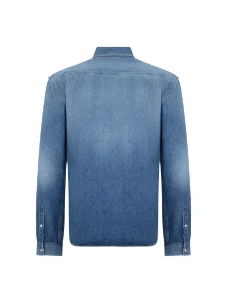Koszula dżinsowa Saint Laurent z długim rękawem niebieska