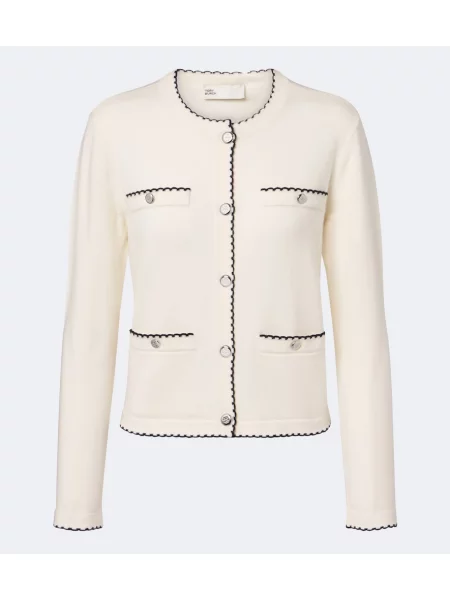 Cardigan Tory Burch de lână alb