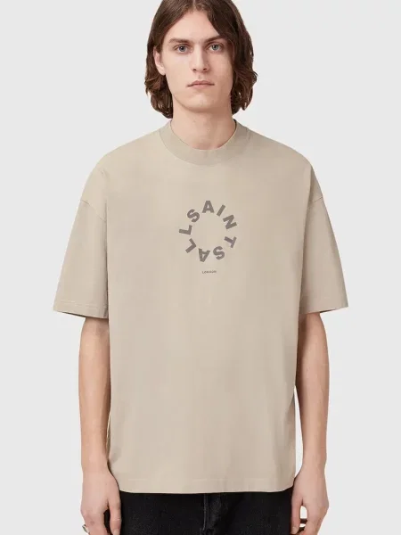Тениска AllSaints TIERRA SS CREW с принт черно
