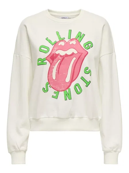 ONLY Bluză Rolling Stones alb