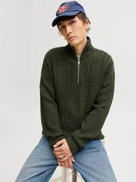 JACK & JONES Pulover JJPAUL închis verde