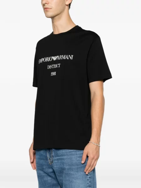 Μπλούζα Emporio Armani με σχέδιο με στρογγυλή λαιμόκοψη μαύρο