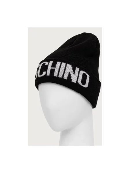 Moschino czapka beanie z wełną czarna