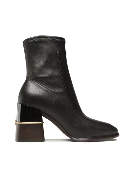 Botki Tory Burch skórzane z logo czarne