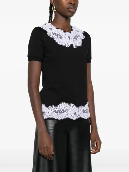 Тениска Dolce & Gabbana с дантела черно