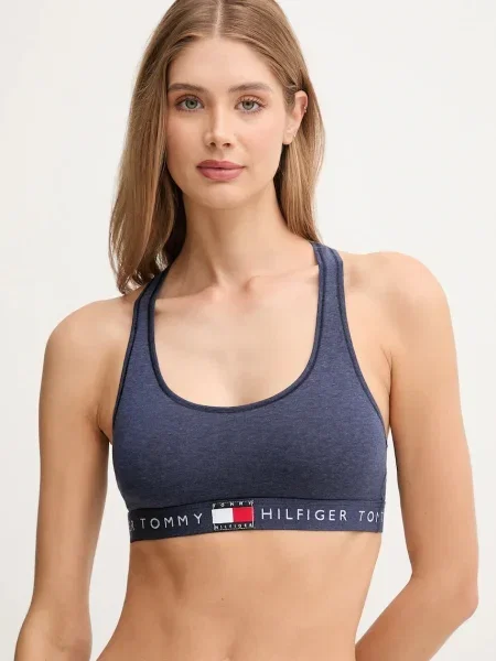 Сутиен Tommy Hilfiger с меланжов десен тъмносиньо