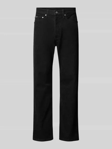 Jeansy o kroju straight fit z detalem z logo Calvin Klein Jeans czarne