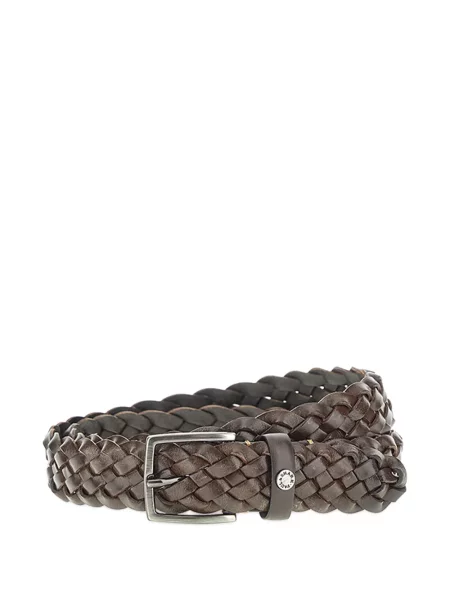 Kožený pletený pásek Paul & Shark hnědý