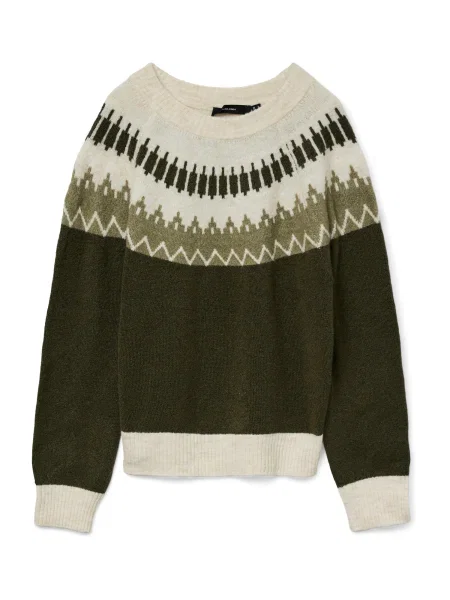 VERO MODA Pulover VMSIMONE crem / oliv / închis verde