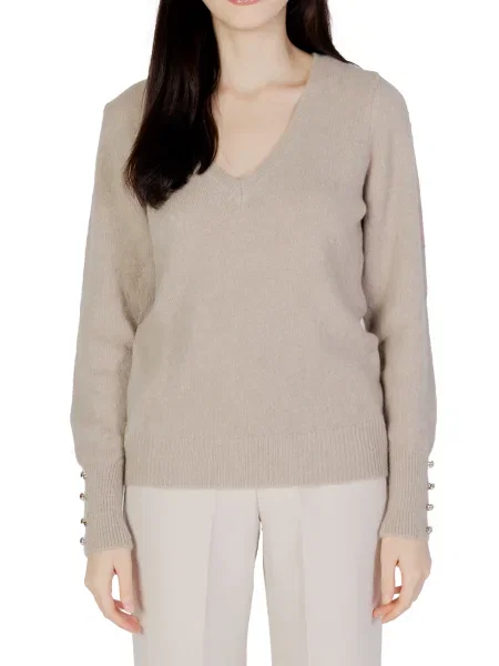 Пуловер Morgan De Toi с V-образно деколте бяло