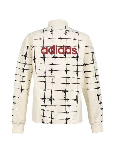 Decupat tricou Adidas tricotate cu decolteu rotund alb