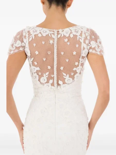 Φλοράλ κοστούμι μάξι φόρεμα Jenny Packham με δαντέλα λευκό