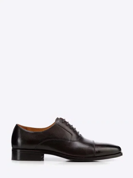 Eleganckie półbuty ze skóry naturalnej typu oxford ciemny brąz