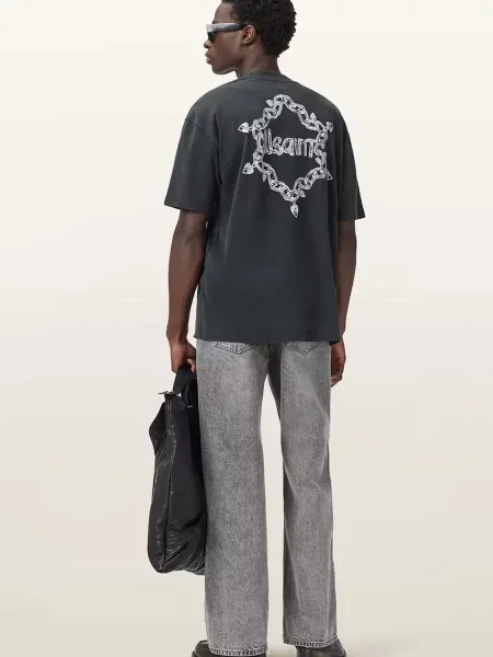 Футболка Allsaints с принтом черная