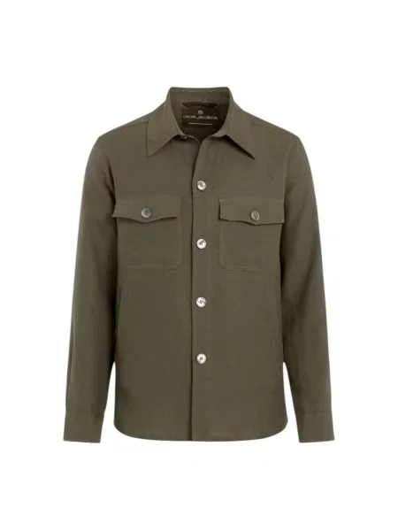 Lniana kurtka Oscar Jacobson zielona