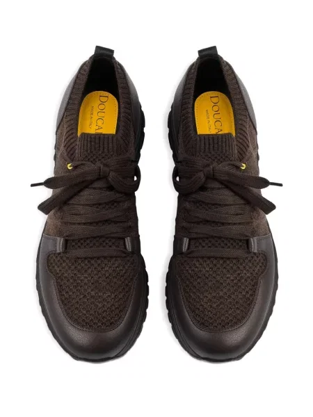 Fűzős bőr sneaker Doucal's barna