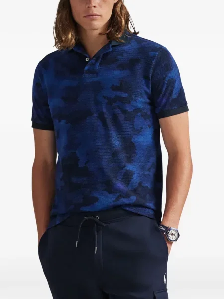 Krótka czapka z daszkiem Polo Ralph Lauren w jodełkę jednorzędowa niebieska