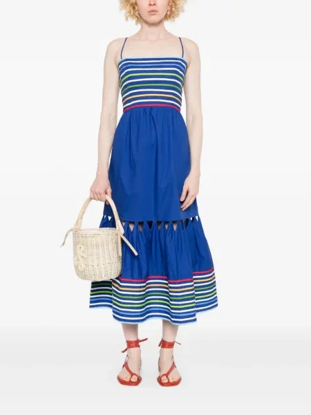 Rochie maxi Farm Rio cu dungi de costum albastru